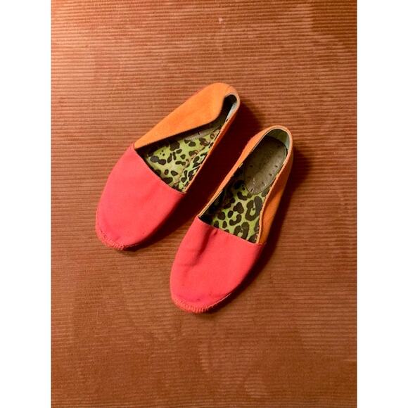 Bright Orange & Pink Colorblock Espadrille Flats By Rachel Roy - Size 7.5 - Picture 2 of 6